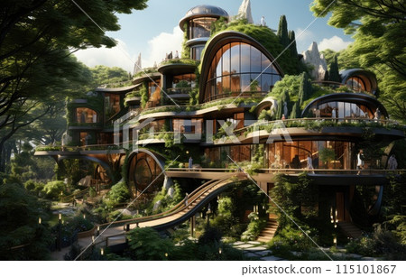 Company building forest decorate, Green company zero carbon concept. generation and achieve ESG goals 115101867