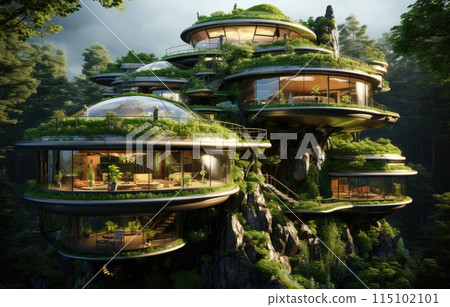 Company building forest decorate, Green company zero carbon concept. generation and achieve ESG goals 115102101