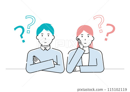 Young couple, couple, man and woman feeling doubts 115102119