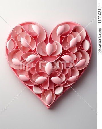 Paper cut of Happy Valentine Day, heart with origami paper heart shape on pastel color background for greeting card, banner, poster. Paper cut of Happy Valentine Day, heart with origami paper heart shape on pastel color background for greeting card, banner, poster. 115102144