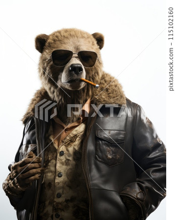 cigarette disposal tower cool bear doll smoking cigarette on White... - Stock Illustration  [115102160]