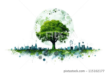 The green globe with circular economy icons, economy for future growth of business and environment sustainable.Net zero and carbon The green globe with circular economy icons, economy for future growth of business and environment sustainable.Net zero and carbon 115102177