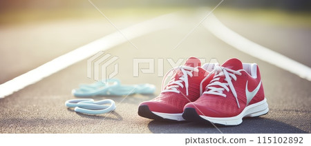 Abandoned Red Shoes Found on Side of Road 115102892
