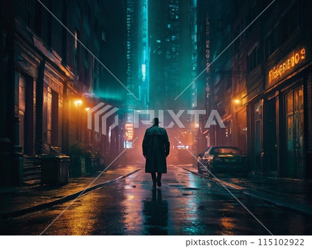 一個人在雨夜走在街上 115102922