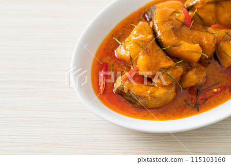 Redtail Catfish Fish in Dried Red Curry Sauce that called Choo Chee 115103160