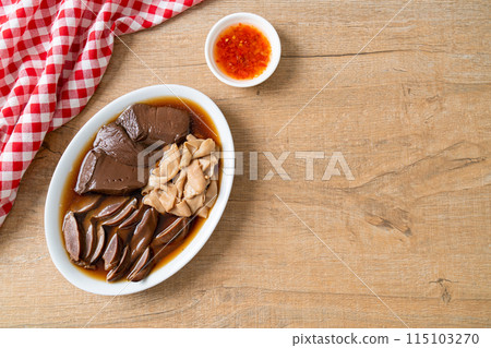 stewed duck offal in brown soup stewed duck offal in brown soup 115103270