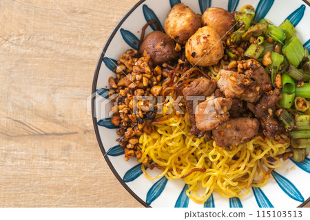dried egg noodle with pork and meatball dried egg noodle with pork and meatball 115103513