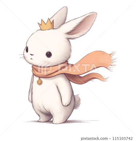 A cute rabbit prince wearing a scarf 115103742