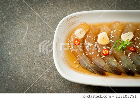 Korean Style Pickled Prawns or Korean Soy Sauce Pickled Shrimp Korean Style Pickled Prawns or Korean Soy Sauce Pickled Shrimp 115103751