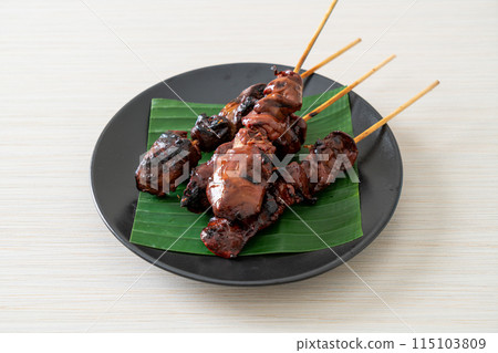 grilled chicken liver skewer in Asian style 115103809