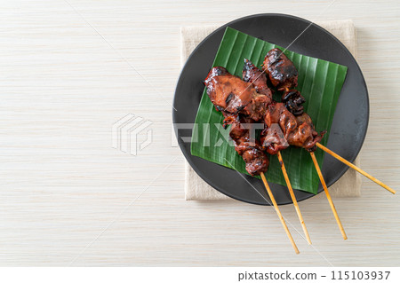grilled chicken liver skewer in Asian style grilled chicken liver skewer in Asian style 115103937