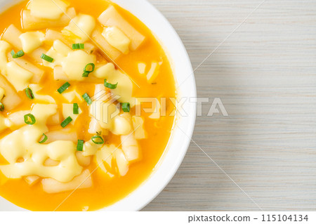 tteokbokki with cheese or Korean rice cake with cheese tteokbokki with cheese or Korean rice cake with cheese 115104134