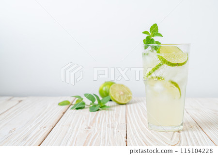 iced lime soda with mint 115104228