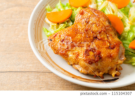 teppanyaki chicken steak with cabbage and carrot teppanyaki chicken steak with cabbage and carrot 115104307