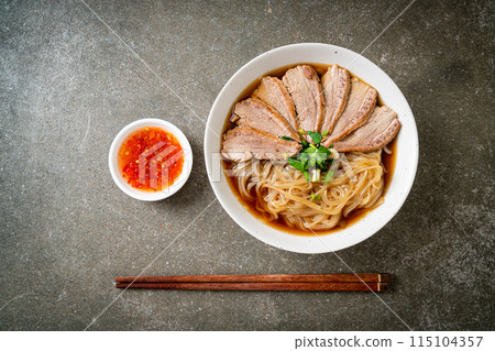 duck noodles with stewed duck soup 115104357