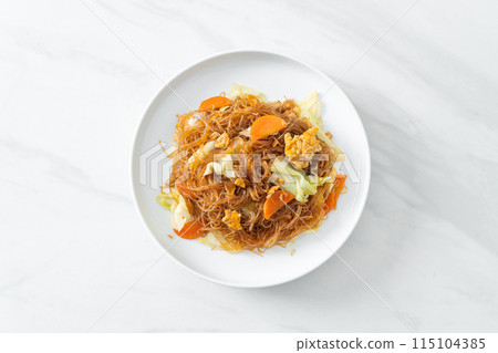 stir fried vermicelli with cabbage, carrot and egg stir fried vermicelli with cabbage, carrot and egg 115104385