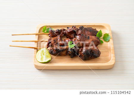grilled chicken liver with herbs and spices grilled chicken liver with herbs and spices 115104542