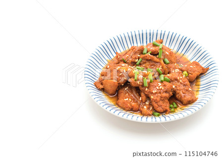 fried pork with spicy korean sauce (bulgogi) 115104746