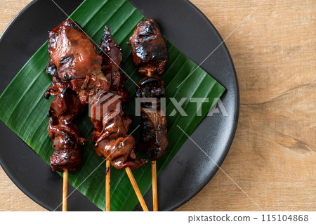 grilled chicken liver skewer in Asian style 115104868