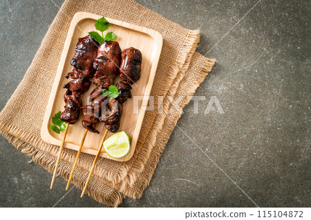 grilled chicken liver with herbs and spices grilled chicken liver with herbs and spices 115104872