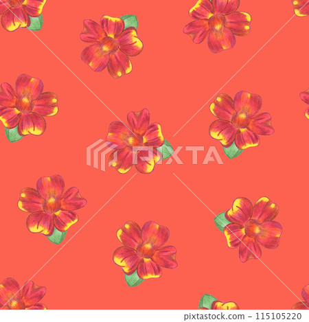 Marigold Flower Seamless Pattern. Floral Digital Paper. 115105220