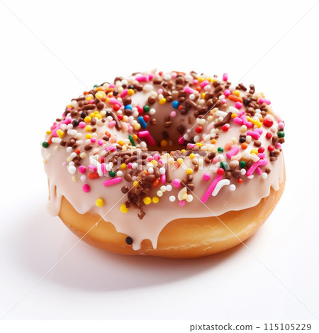 Sweet Vanilla Donut on White Background. 115105229