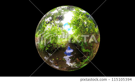 360 degree photo: The mysterious world of crystal balls: Crystal balls by the water 115105394