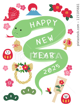 2025蛇年新年賀卡模板 蛇年可愛向量 2025蛇年新年賀卡模板 蛇年可愛向量 115105681