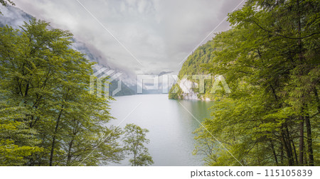 Konigsee lake near Jenner mount in Berchtesgaden National Park, Alps Germany 115105839