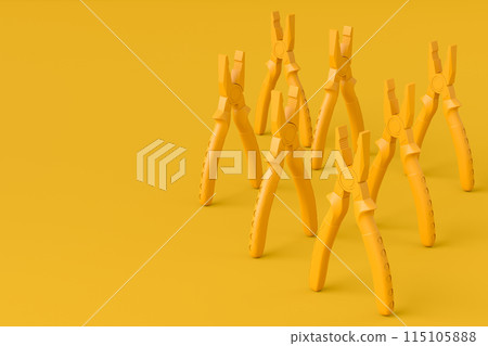 Set of monochrome hand tool pliers for repair and installation on Set of monochrome hand tool pliers for repair and installation on 115105888