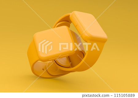 Set of smart watches with straps on monochrome background. Set of smart watches with straps on monochrome background. 115105889