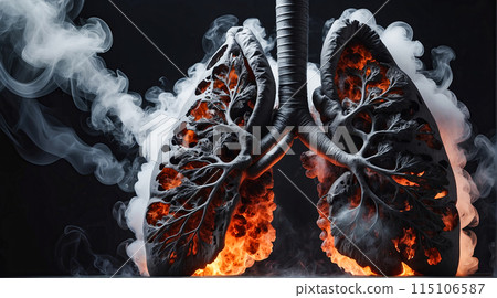 Lungs of a cigarette smoker, consequences of smoking cigarettes. Consequences of smoking 115106587