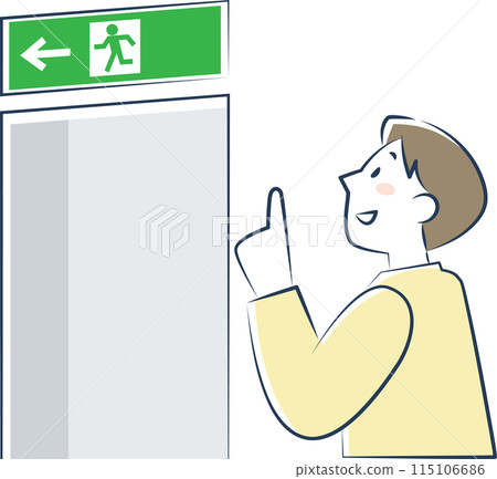 一名男子檢查緊急出口的上半身 115106686