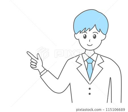 Illustration material of a young male doctor explaining the points Illustration material of a young male doctor explaining the points 115106689