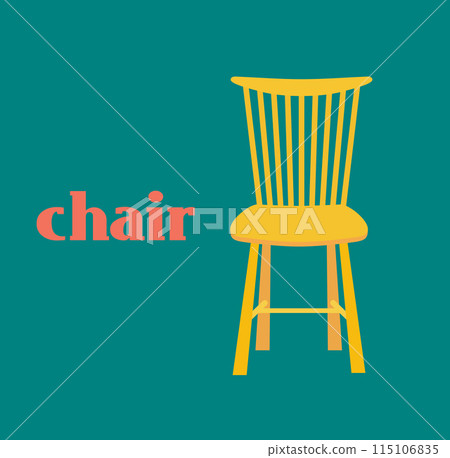 黃色木餐椅插畫 黃色木餐椅插畫 115106835