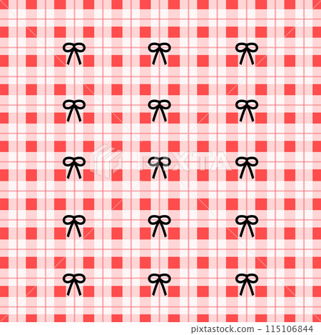 Red square plaid with black ribbon pattern for rock background, wallpaper, backdrop, ad template, fabric print, banner, gift wrap, packaging, duvet, textile, shirt, clothing, garment, kid pattern 115106844