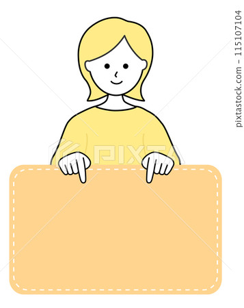 一個女人指向下方並解釋的簡單線條畫插圖 115107104