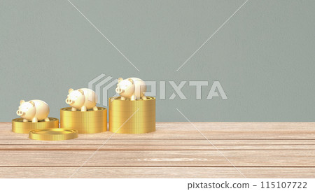 The piggy bank and coins for earn or saving concept 3d rendering. 115107722