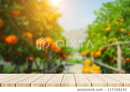 empty wooden orange farm leave as frame Product display stand natural background concept empty wooden orange farm leave as frame Product display stand natural background concept 115108242