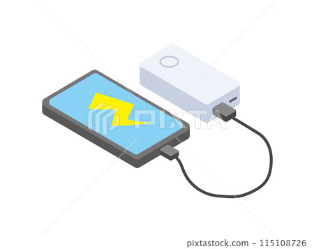 Smartphone being charged with a mobile battery 115108726