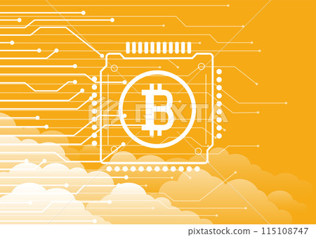 Bitcoin sky clouds tech background 115108747