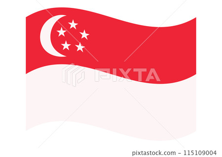Wavy flag of Singapore, isolated on transparent background. Vector illustration Wavy flag of Singapore, isolated on transparent background. Vector illustration 115109004