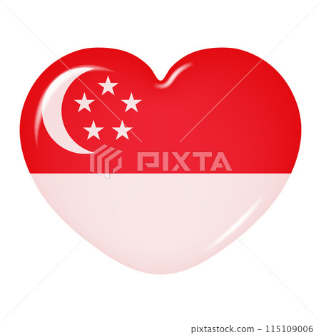 3D heart in the color of the Singapore flag, isolated on a transparent background. Singapore flag icon. Vector illustration 3D heart in the color of the Singapore flag, isolated on a transparent background. Singapore flag icon. Vector illustration 115109006