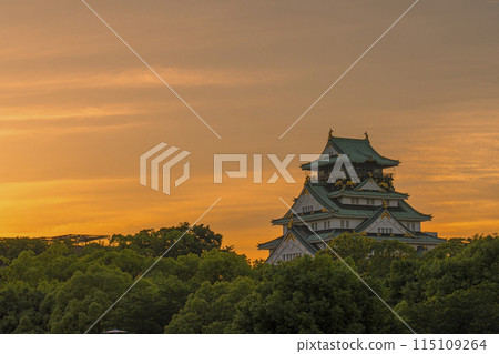 Twilight sky and Osaka Castle tower Twilight sky and Osaka Castle tower 115109264