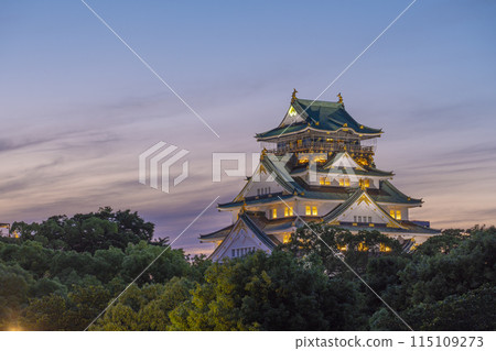 Twilight sky and Osaka Castle tower 115109273