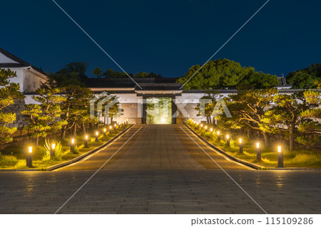 從大手土橋看大阪城大手門夜景 115109286