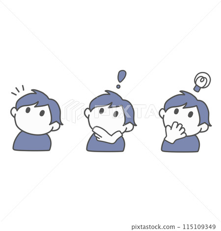 Illustration set of a man who seems to have noticed or had an idea 115109349