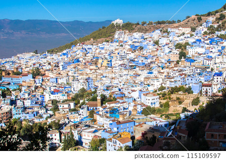 Chefchaouen, a picturesque town in Morocco called the Blue City 115109597