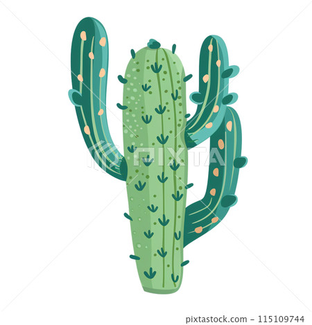 Cactus in Traditional Pattern Pot flat Illustration Cactus in Traditional Pattern Pot flat Illustration 115109744