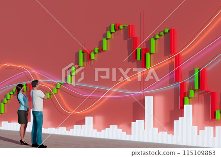 Business people looBusiness people look at a chart. The trader analyzes the price movement on a huge trading chart. A businessman-investor watches the movement of the price of an asset.k at a chart. Business people looBusiness people look at a chart. The trader analyzes the price movement on a huge trading chart. A businessman-investor watches the movement of the price of an asset.k at a chart. 115109863